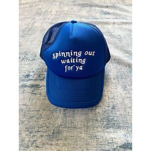 Spinning Out Waiting For Ya Blue Trucker Hat w Adjustable Strap